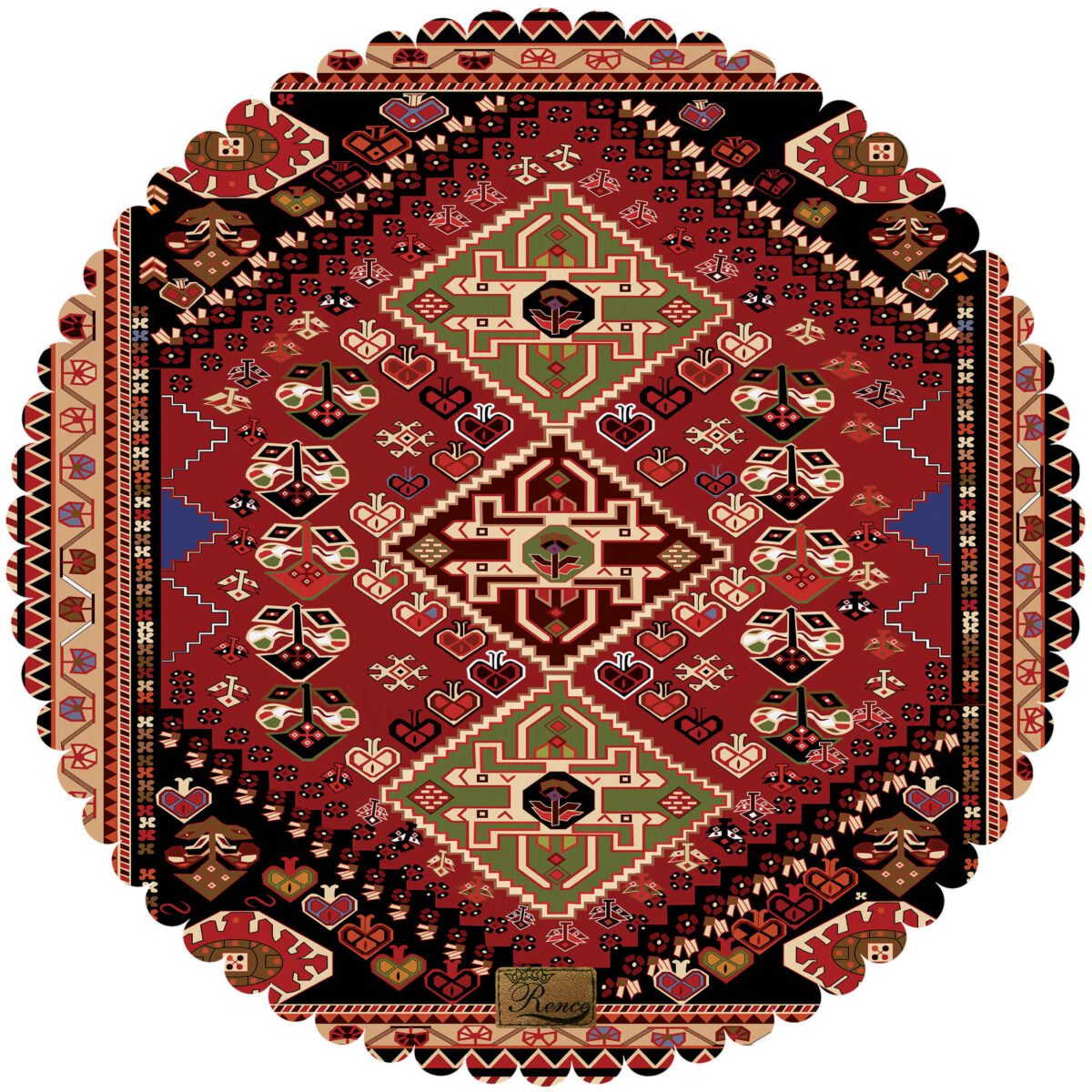 Price and Buy Velvet Tablecloth Persian Elegance Round with Tribal Design Red