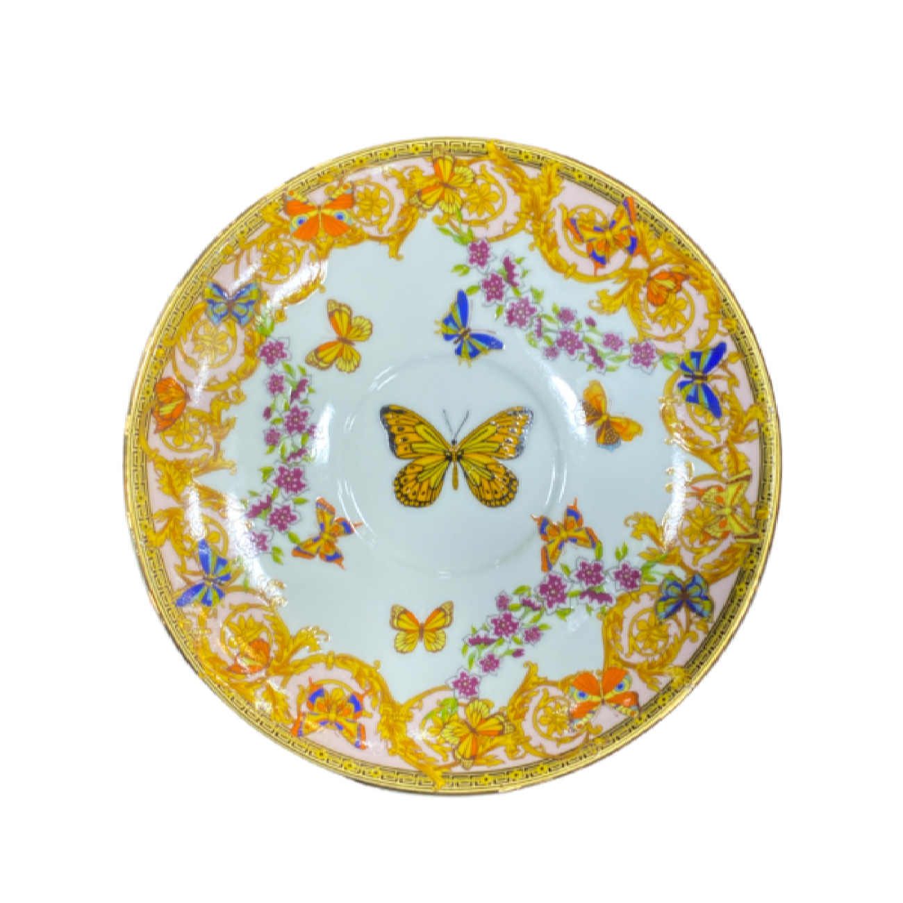 Price and Buy Victorian Porcelain Tea Set with Butterfly & Flower Pattern & Teapot and Saucer - Image 6