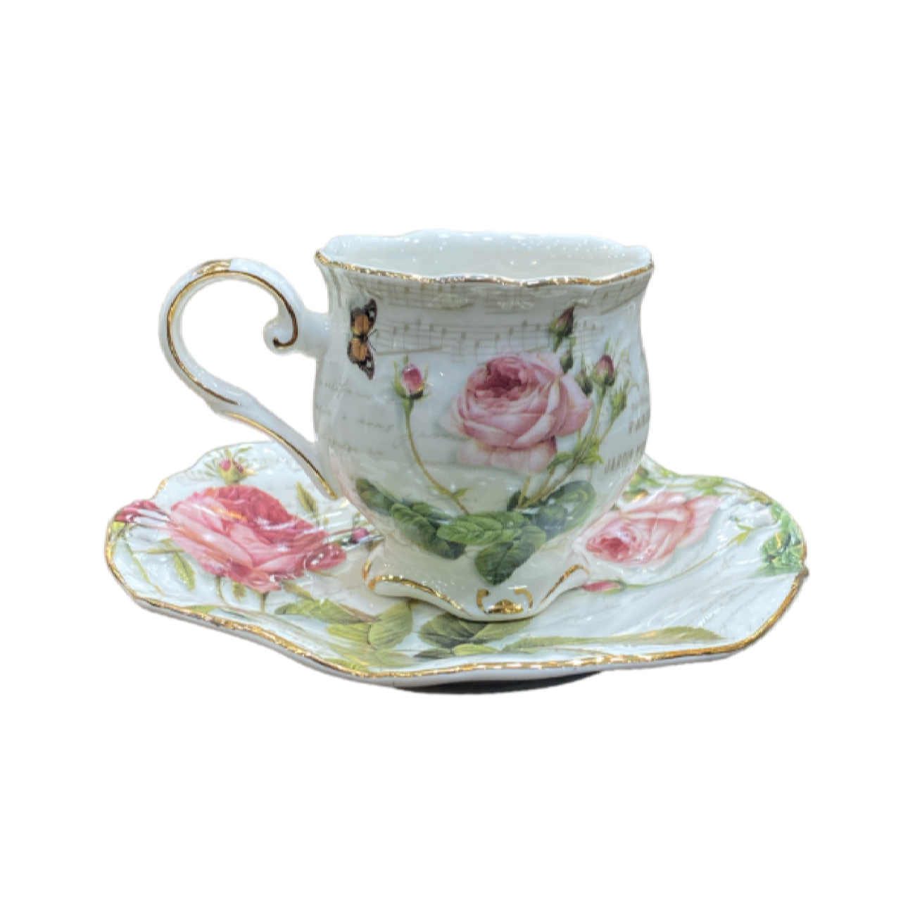 Price and Buy Victorian Porcelain Tea Set with Flower Pattern & Teapot and Saucer - Image 6