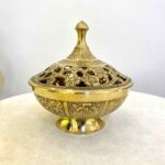 Price and Buy Vintage Brass Sugar Bowl with Intricate Lid Design - Image 6