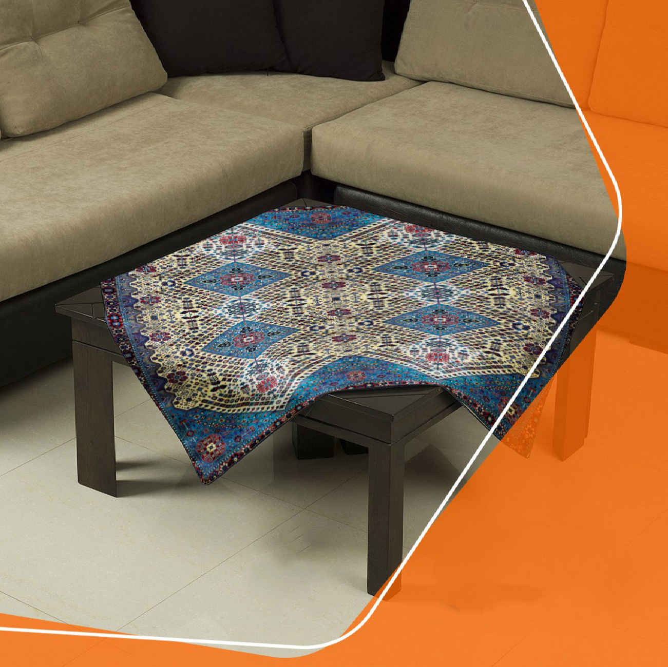 Price and Buy Vintage Persian Geometric Design Velvet Tablecloth_69020f5dc75be.jpeg Price and Buy Vintage Persian Geometric Design Velvet Tablecloth - Image 1