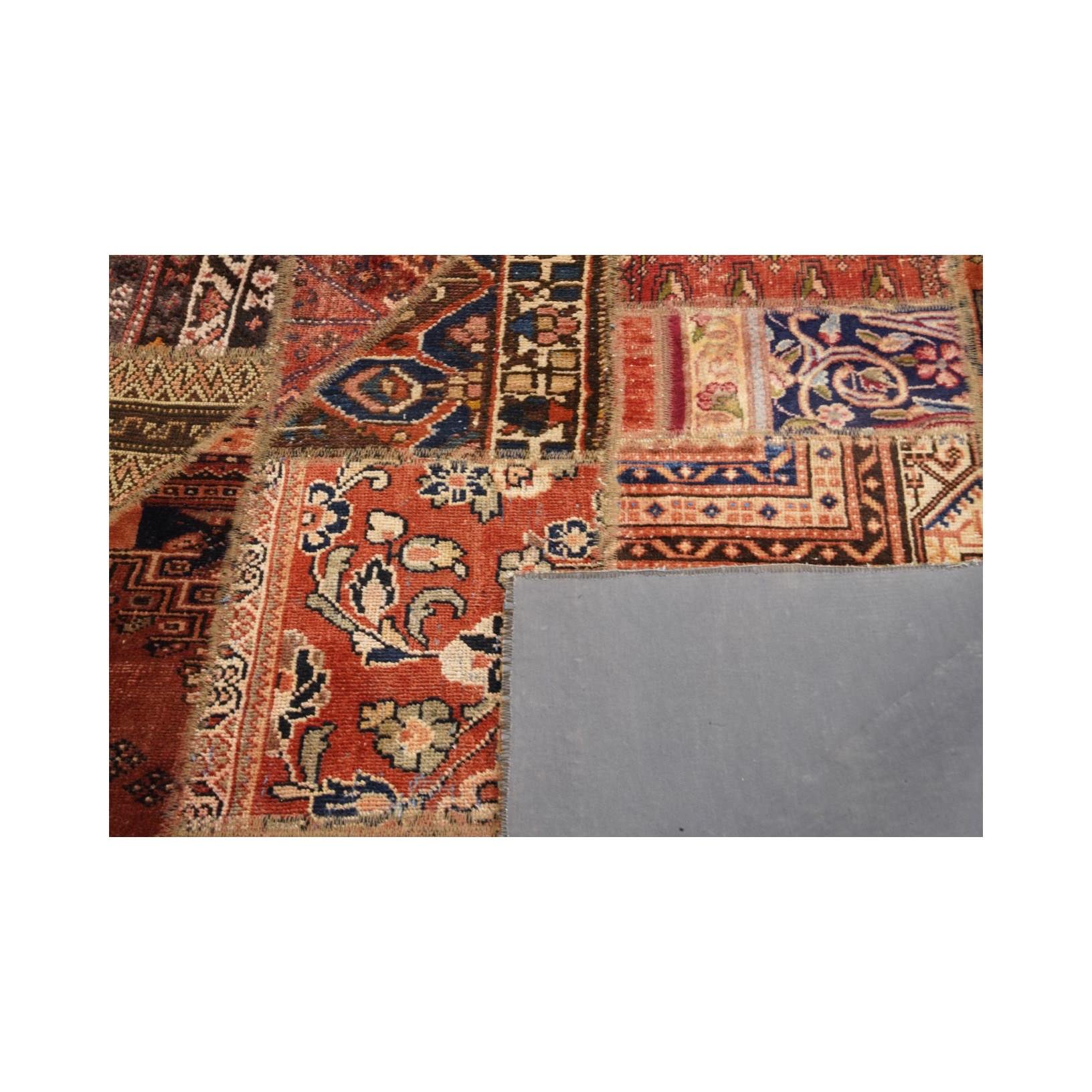 Price and Buy Vintage Persian Hand-Knotted Patchwork Carpet Brick Red - Image 3