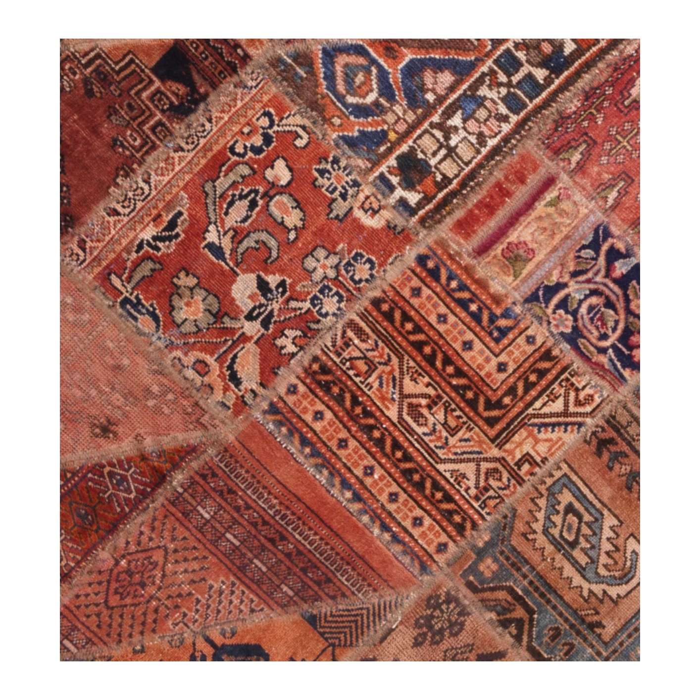 Price and Buy Vintage Persian Hand-Knotted Patchwork Carpet Brick Red - Image 4