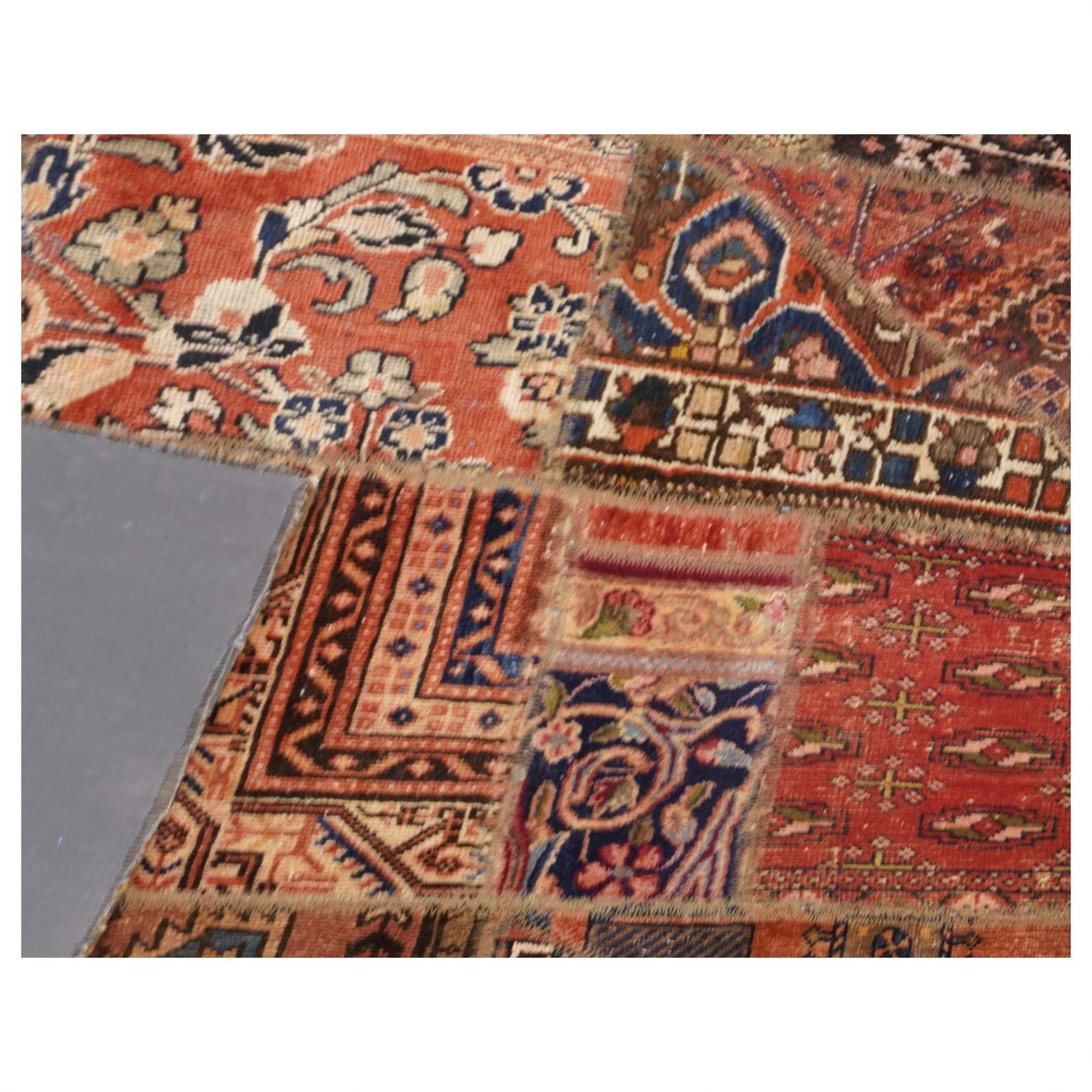 Price and Buy Vintage Persian Hand-Knotted Patchwork Carpet Brick Red - Image 5