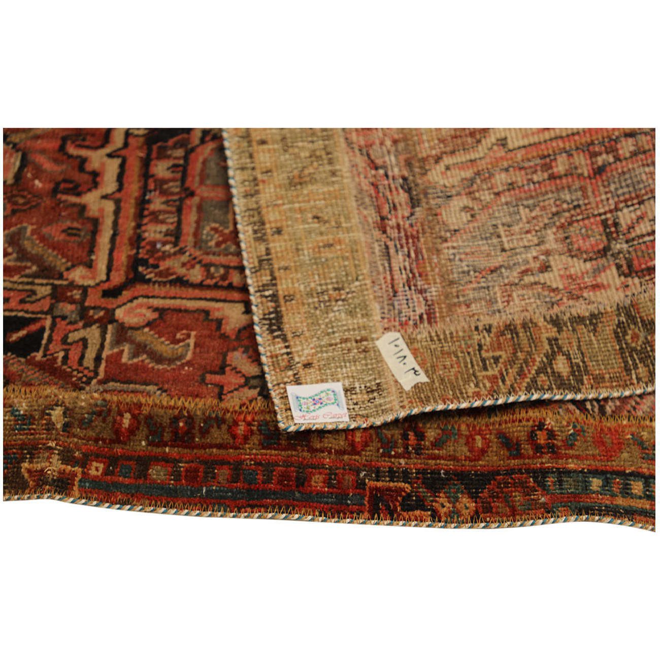 Price and Buy Vintage Persian Hand-Knotted Patchwork Carpet Brick Red - Image 3