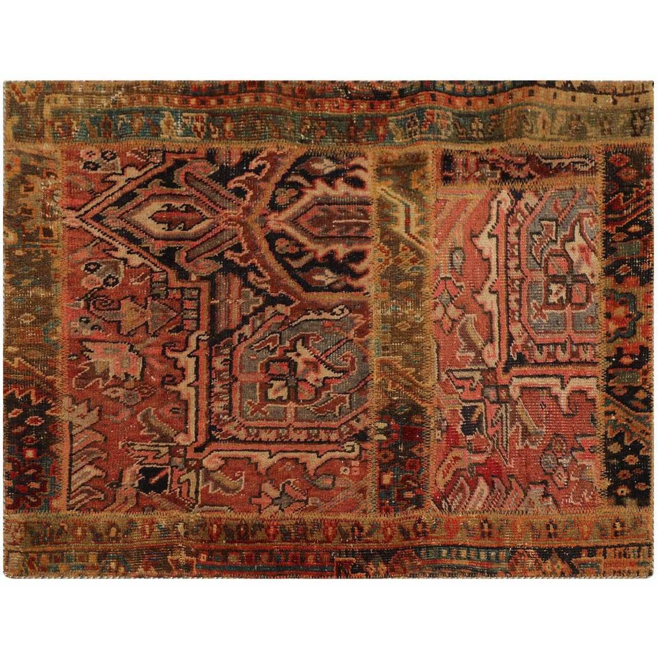 Price and Buy Vintage Persian Hand-Knotted Patchwork Carpet Brick Red - Image 4