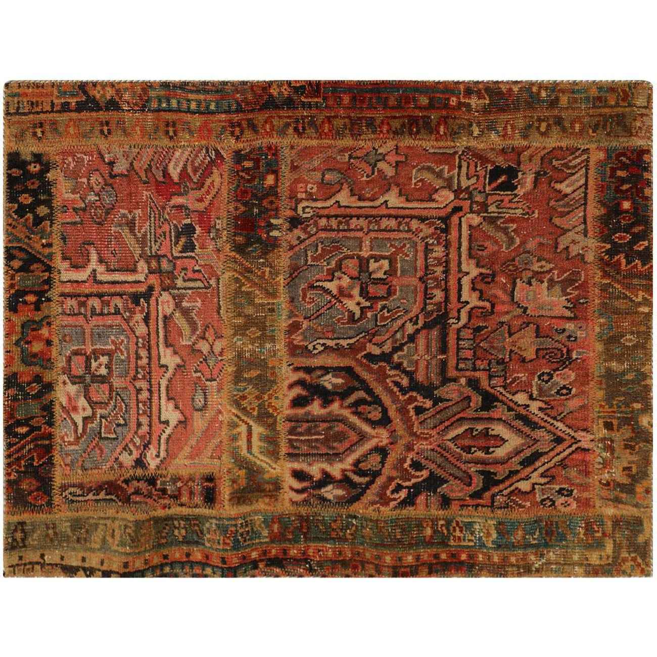 Price and Buy Vintage Persian Hand-Knotted Patchwork Carpet Brick Red - Image 5