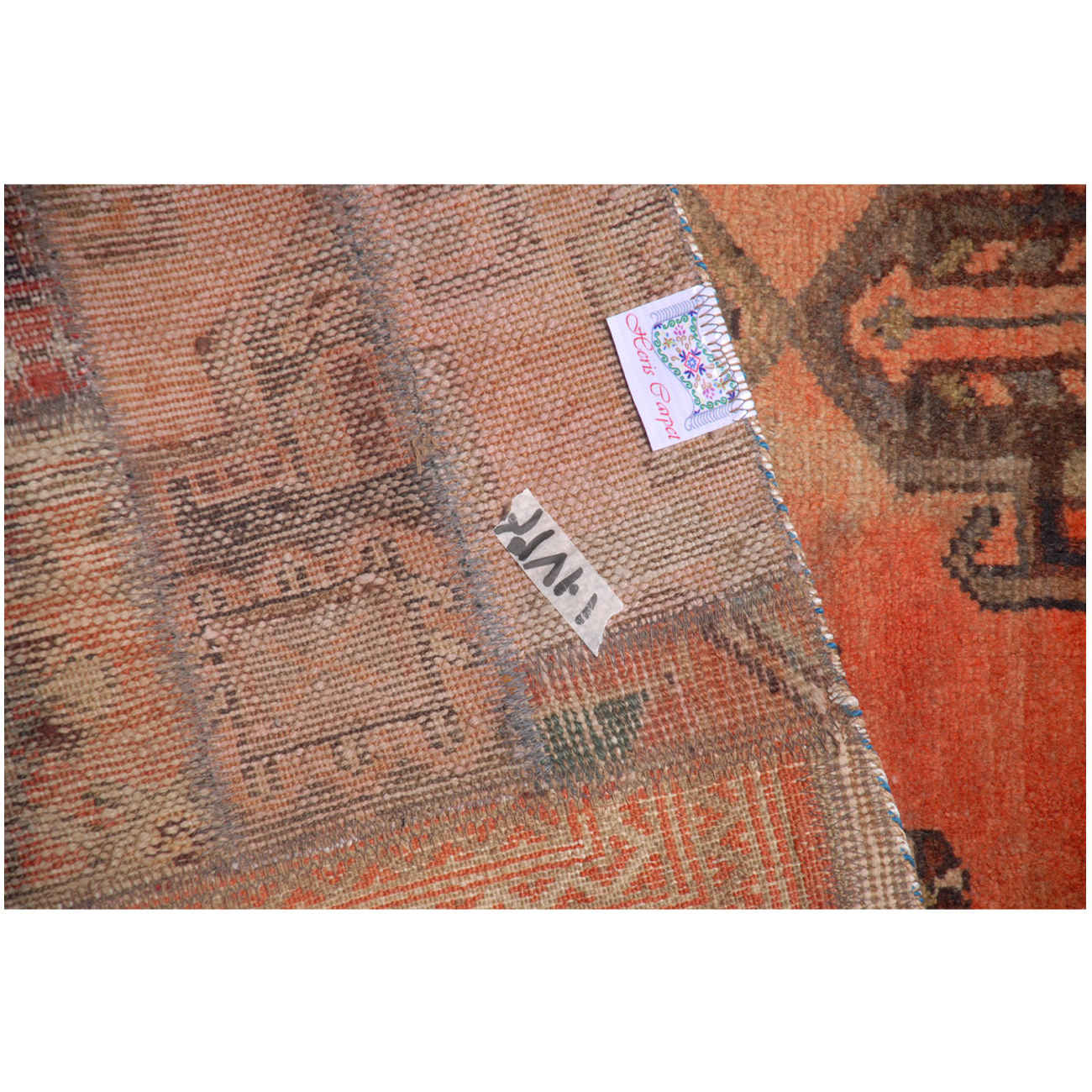 Price and Buy Vintage Persian Hand-Knotted Patchwork Carpet Brick Red - Image 4