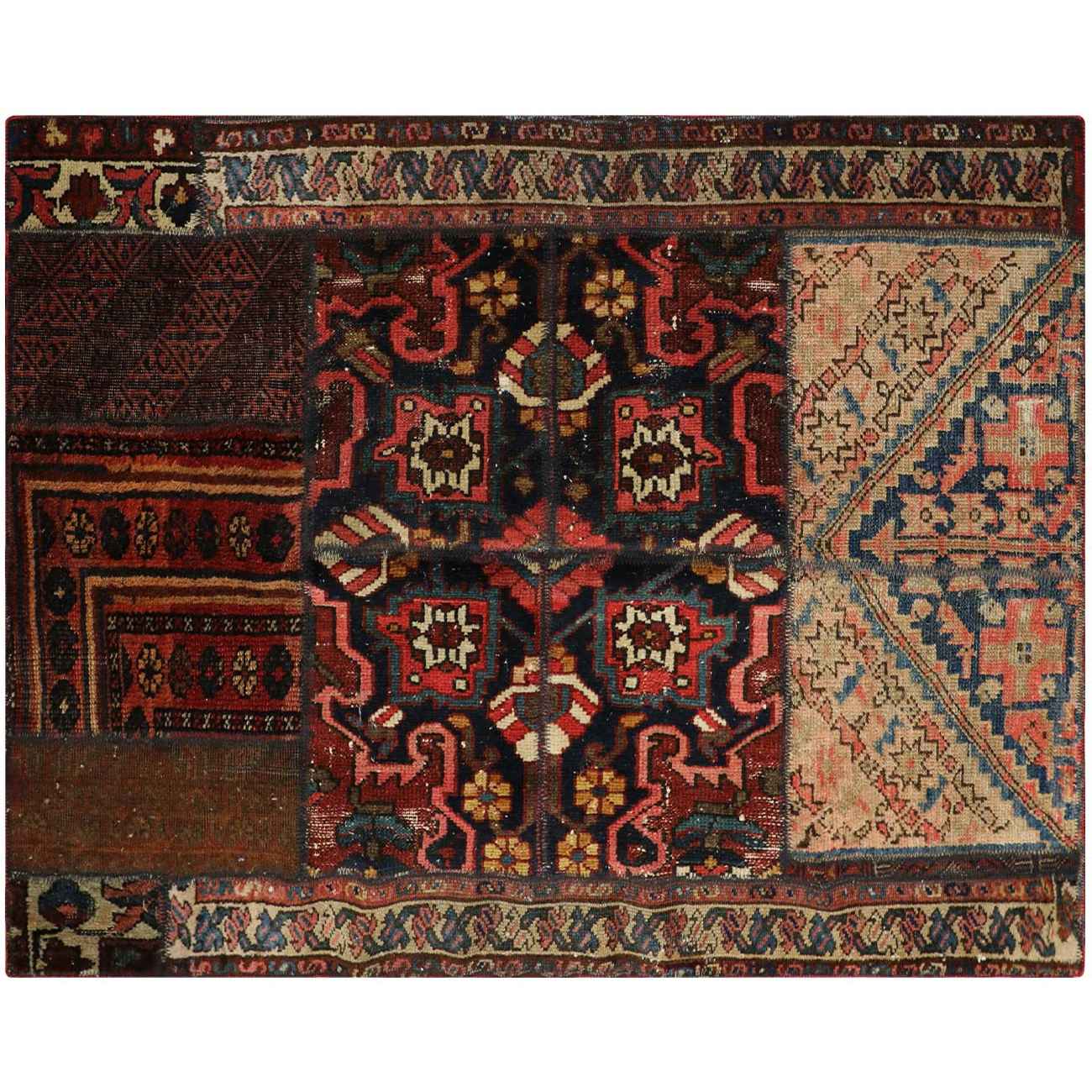 Price and Buy Vintage Persian Hand-Knotted Patchwork Carpet Brown - Image 5