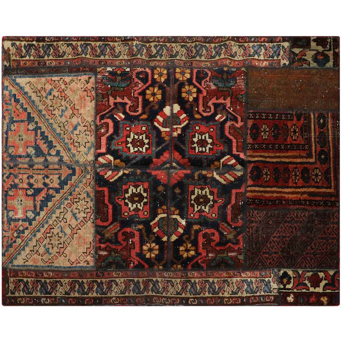 Price and Buy Vintage Persian Hand-Knotted Patchwork Carpet Brown - Image 6
