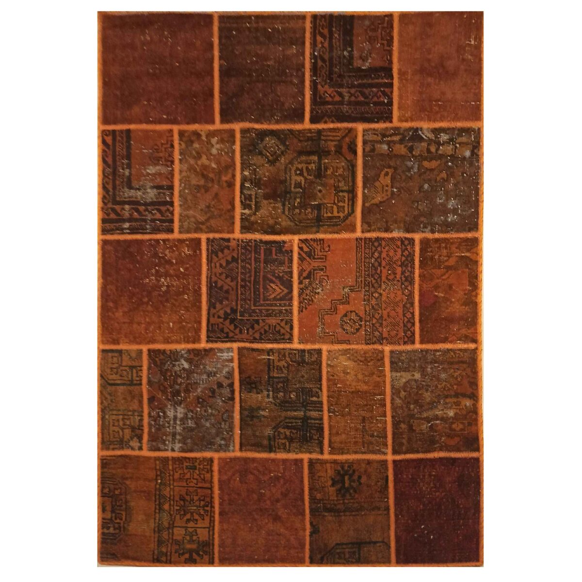 Price and Buy Vintage Persian Hand-Knotted Patchwork Carpet Brown