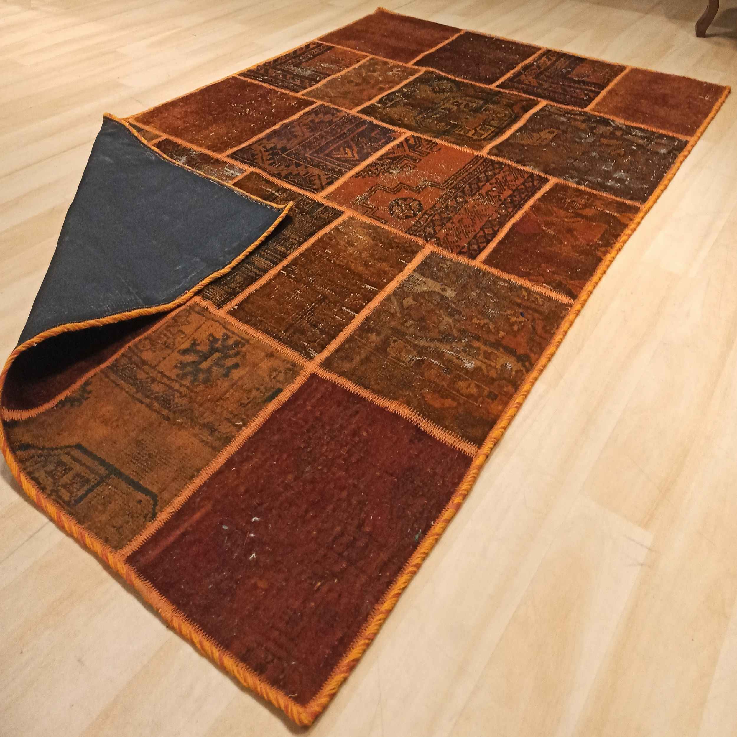 Price and Buy Vintage Persian Hand-Knotted Patchwork Carpet Brown - Image 3