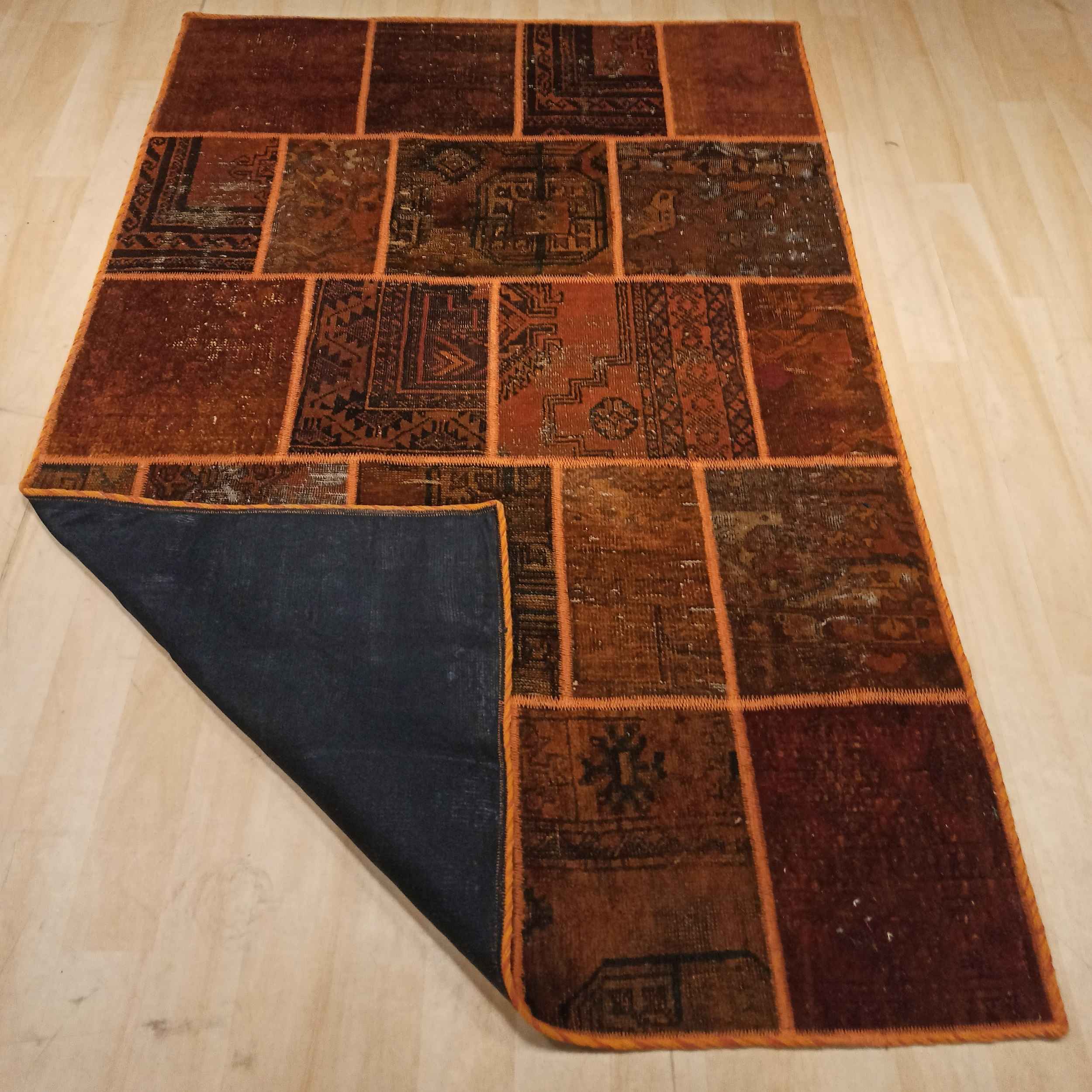 Price and Buy Vintage Persian Hand-Knotted Patchwork Carpet Brown - Image 4