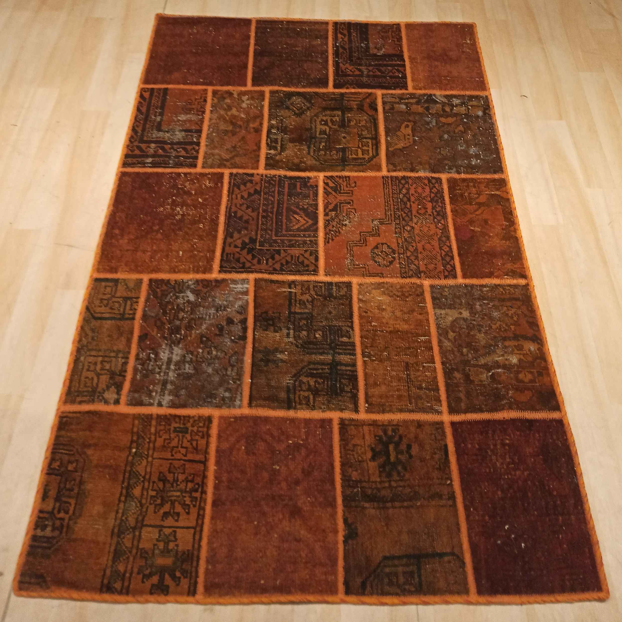 Price and Buy Vintage Persian Hand-Knotted Patchwork Carpet Brown - Image 5