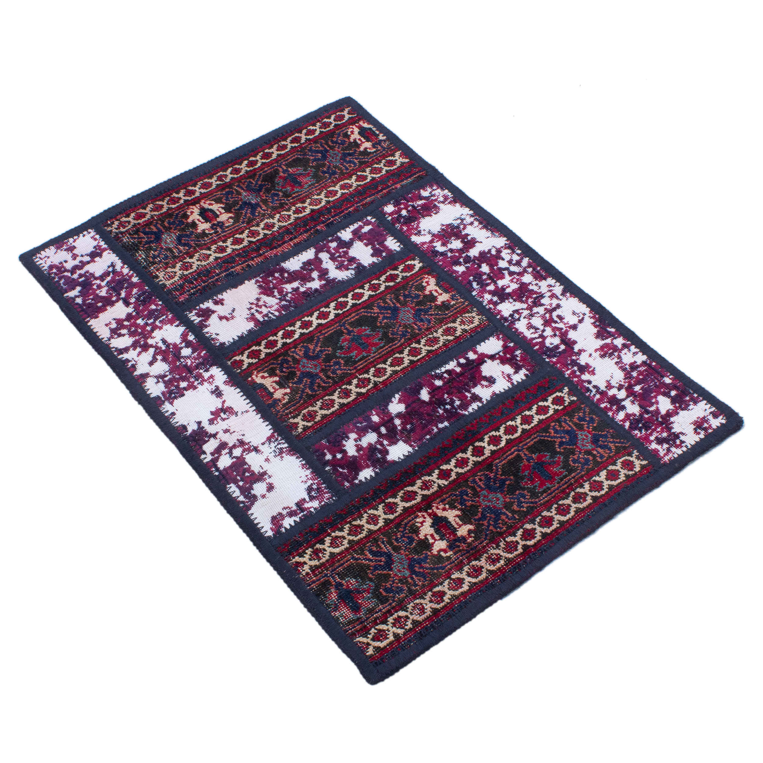 Price and Buy Vintage Persian Hand-Knotted Patchwork Carpet Crimson - Image 3