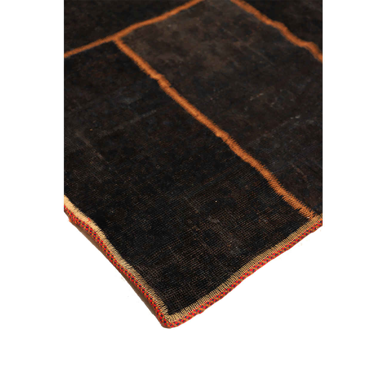 Price and Buy Vintage Persian Hand-Knotted Patchwork Carpet Dark Brown - Image 3