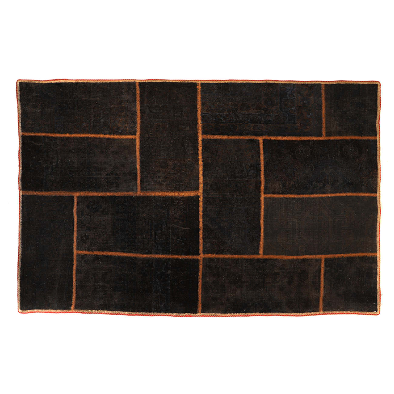 Price and Buy Vintage Persian Hand-Knotted Patchwork Carpet Dark Brown - Image 4