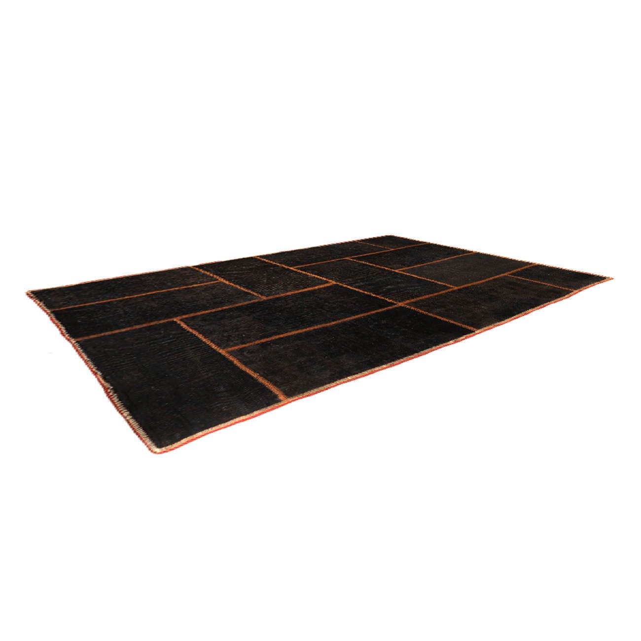 Price and Buy Vintage Persian Hand-Knotted Patchwork Carpet Dark Brown - Image 6