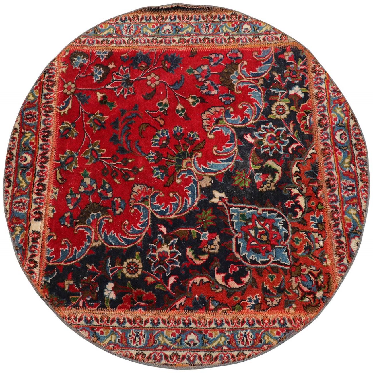 Price and Buy Vintage Persian Hand-Knotted Patchwork Carpet Floral Red