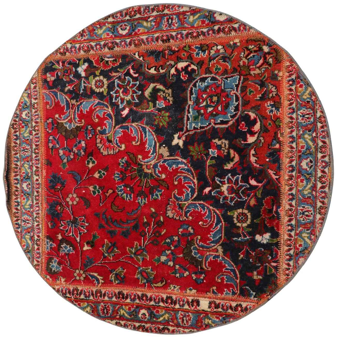 Price and Buy Vintage Persian Hand-Knotted Patchwork Carpet Floral Red - Image 5