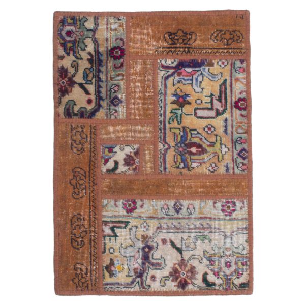 Price and Buy Vintage Persian Hand-Knotted Patchwork Carpet Geometric Brown_68ff6935770be.jpeg Price and Buy Vintage Persian Hand-Knotted Patchwork Carpet Geometric Brown
