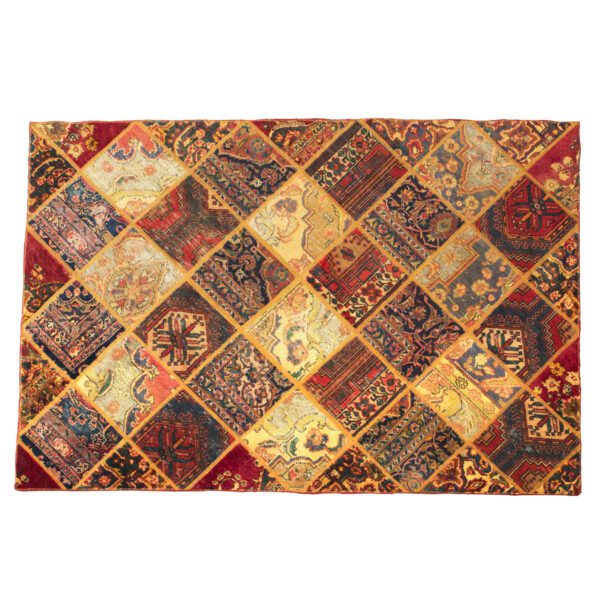 Price and Buy Vintage Persian Hand-Knotted Patchwork Carpet  Geometric Cream & Red_68ff0f3a39439.jpeg Price and Buy Vintage Persian Hand-Knotted Patchwork Carpet  Geometric Cream & Red