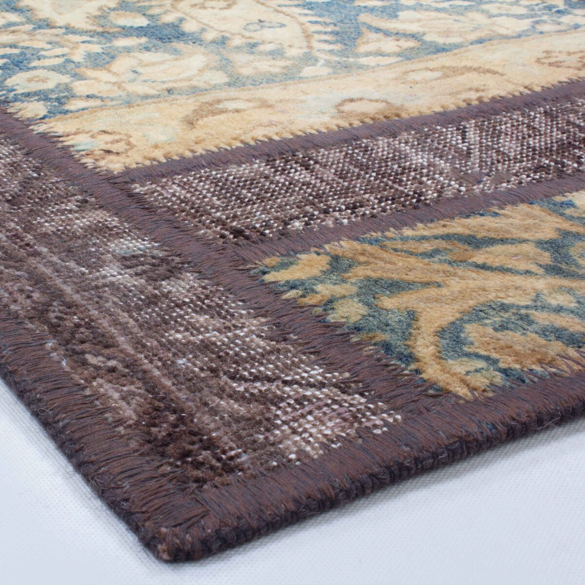Price and Buy Vintage Persian Hand-Knotted Patchwork Carpet Geometric Cream - Image 3