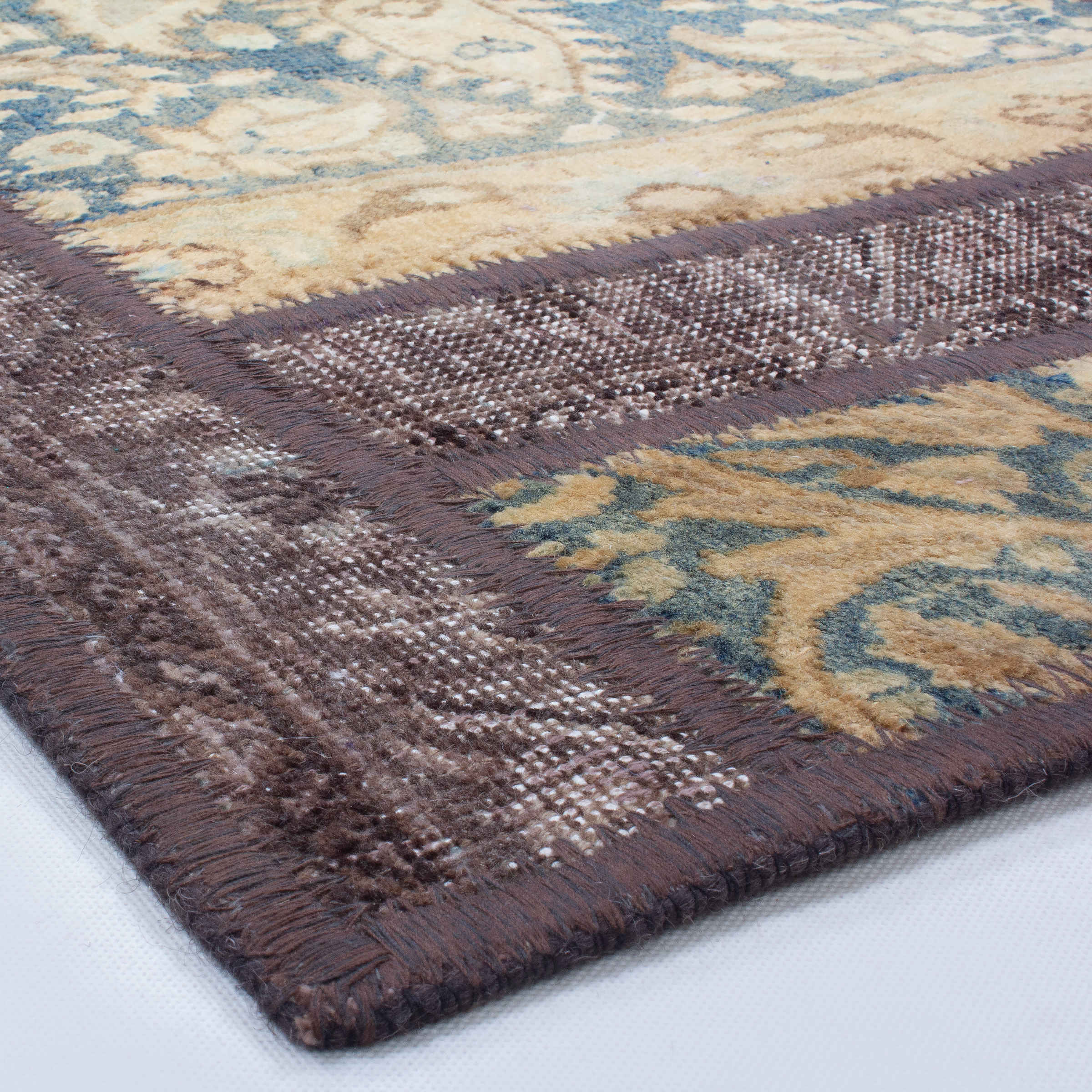 Price and Buy Vintage Persian Hand-Knotted Patchwork Carpet Geometric Cream - Image 3