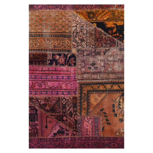 Price and Buy Vintage Persian Hand-Knotted Patchwork Carpet Geometric Pink_68feccb25aedd.jpeg Price and Buy Vintage Persian Hand-Knotted Patchwork Carpet Geometric Pink