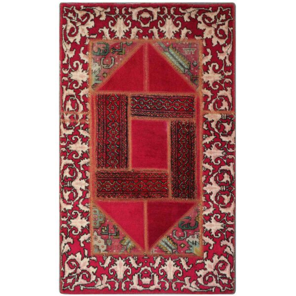 Price and Buy Vintage Persian Hand-Knotted Patchwork Carpet Geometric Red_68ff49ef3f4e9.jpeg Price and Buy Vintage Persian Hand-Knotted Patchwork Carpet Geometric Red