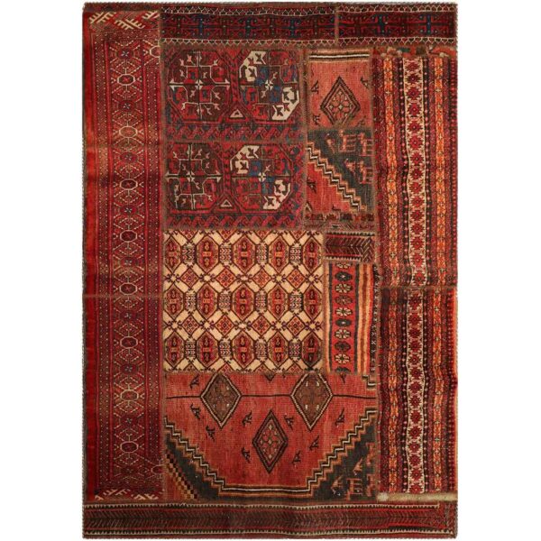 Price and Buy Vintage Persian Hand-Knotted Patchwork Carpet Geometric Red_68ff7ddb12eee.jpeg Price and Buy Vintage Persian Hand-Knotted Patchwork Carpet Geometric Red