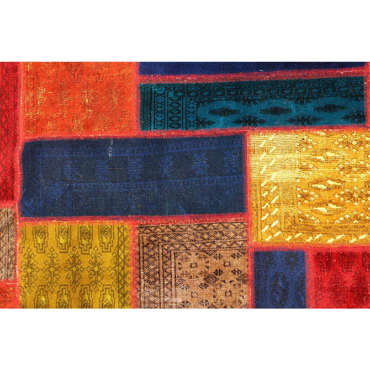 Price and Buy Vintage Persian Hand-Knotted Patchwork Carpet Geometric - Image 3