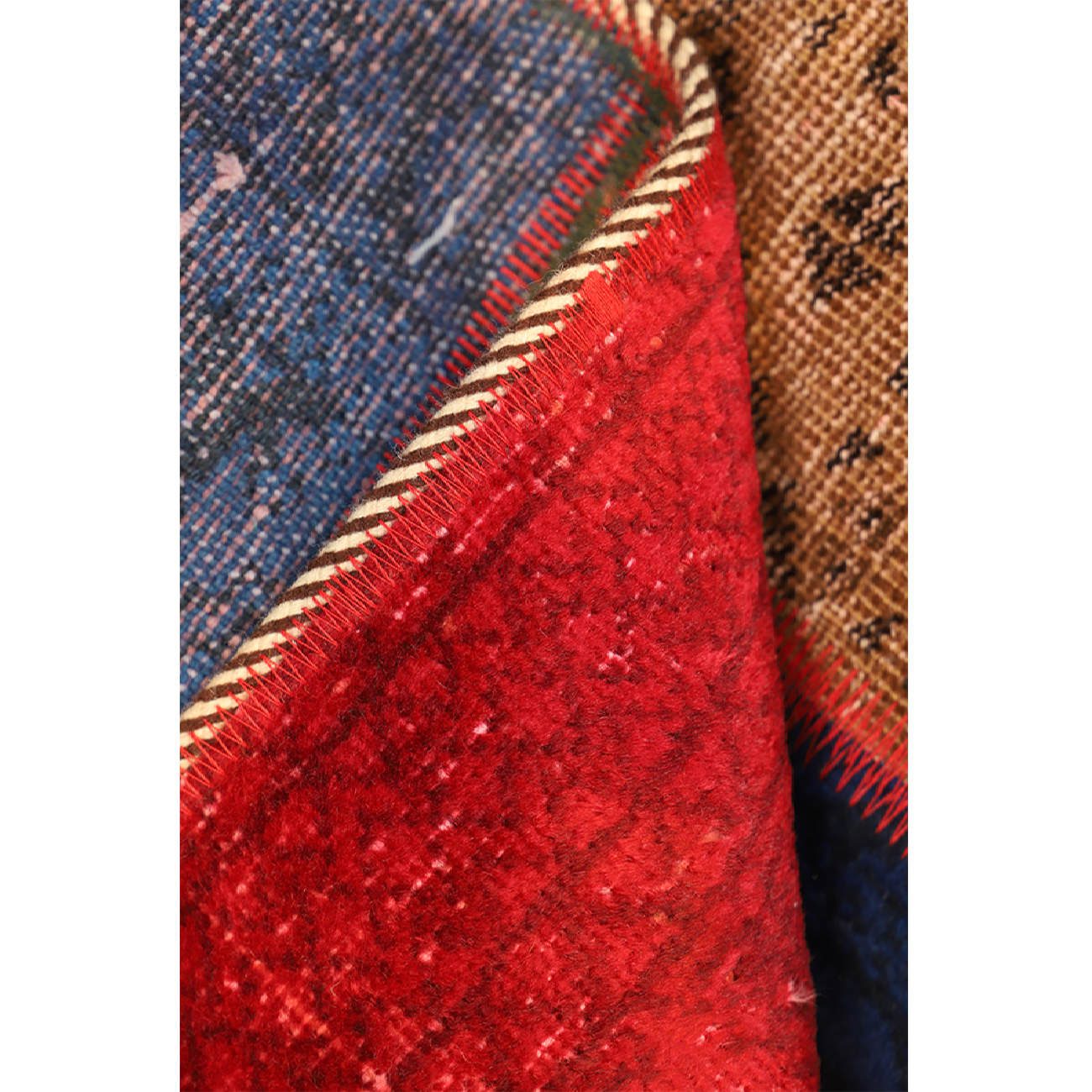 Price and Buy Vintage Persian Hand-Knotted Patchwork Carpet Geometric - Image 6