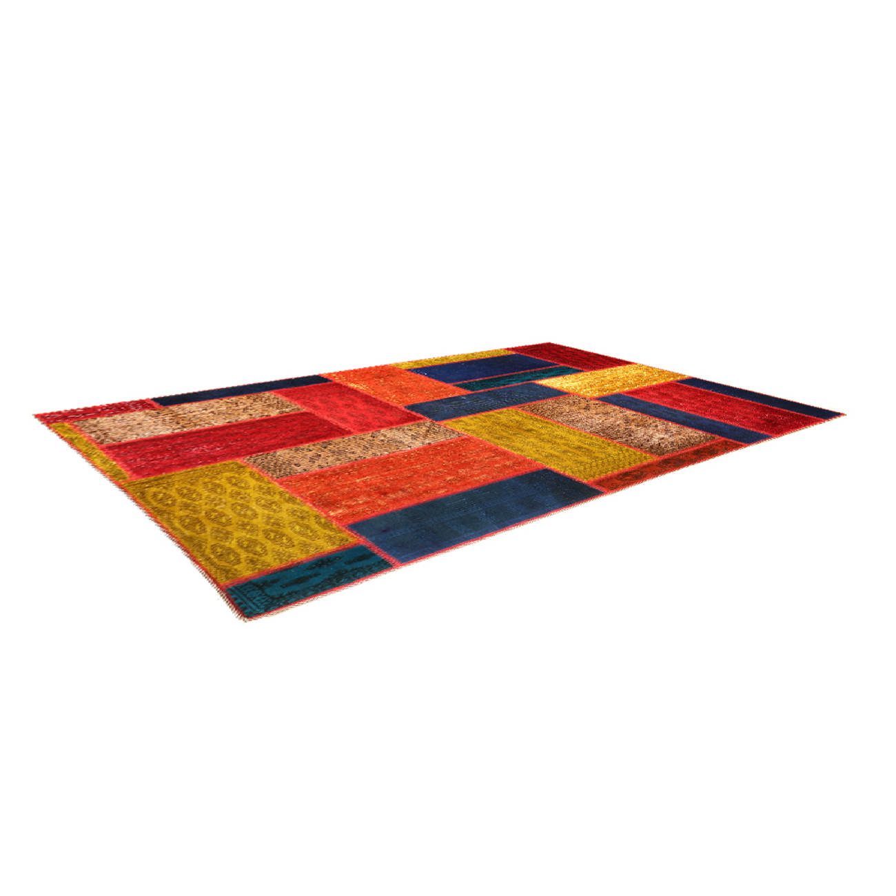Price and Buy Vintage Persian Hand-Knotted Patchwork Carpet Geometric - Image 7
