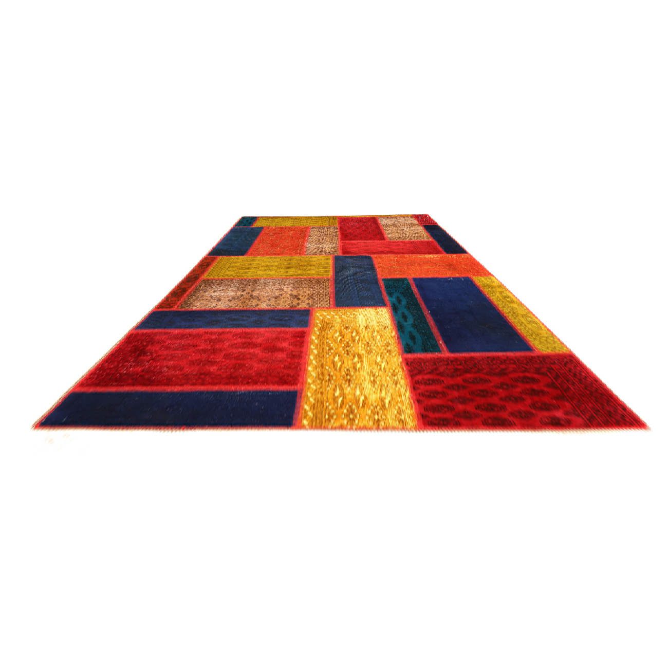 Price and Buy Vintage Persian Hand-Knotted Patchwork Carpet Geometric - Image 8
