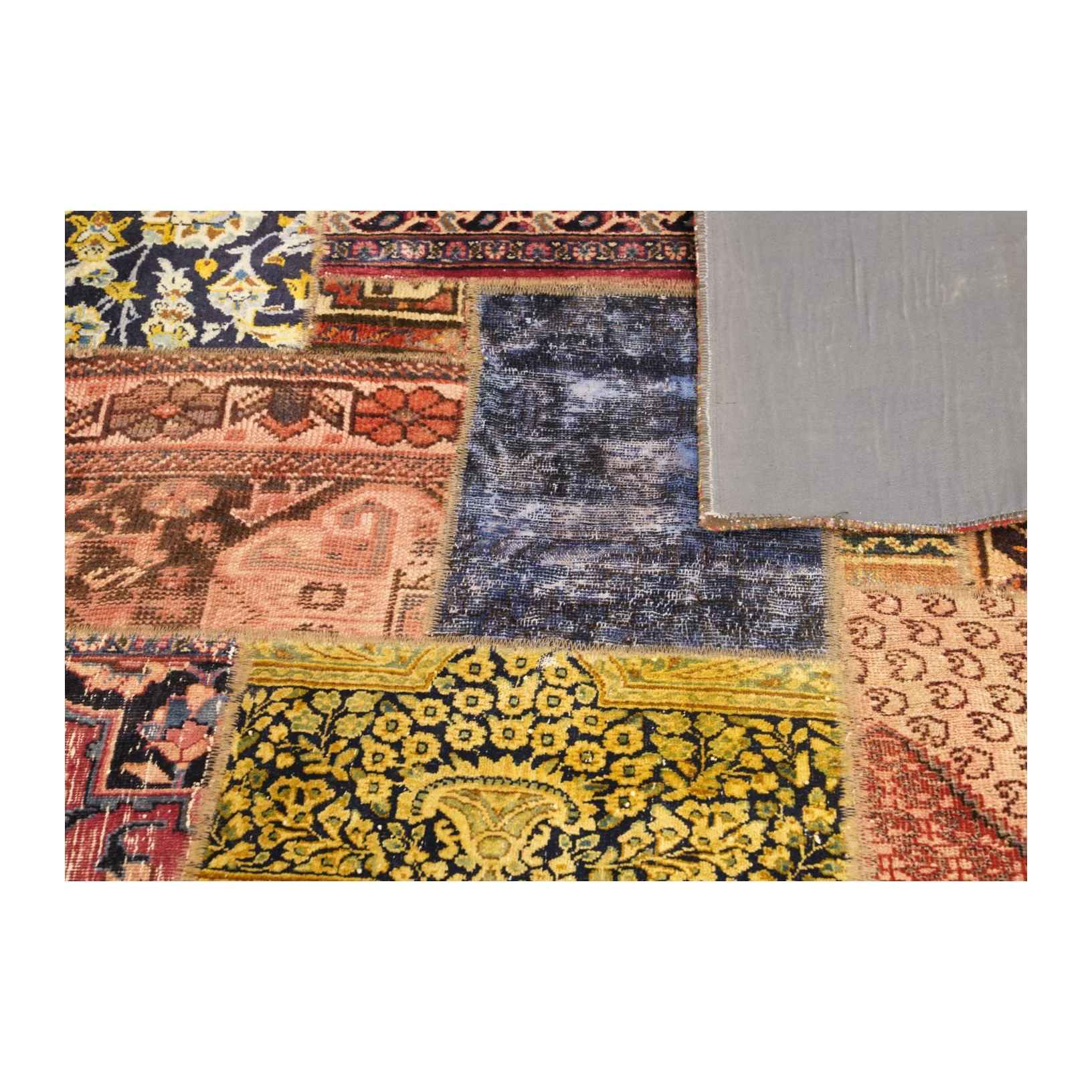 Price and Buy Vintage Persian Hand-Knotted Patchwork Carpet Geometric - Image 4