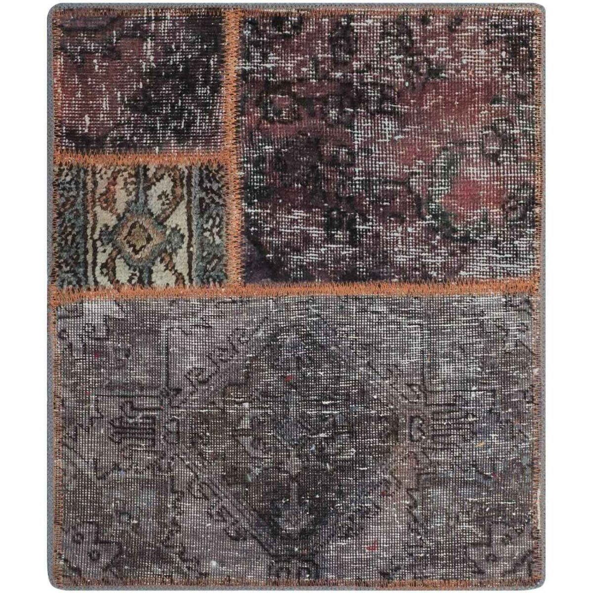 Price and Buy Vintage Persian Hand-Knotted Patchwork Carpet Geometric - Image 3