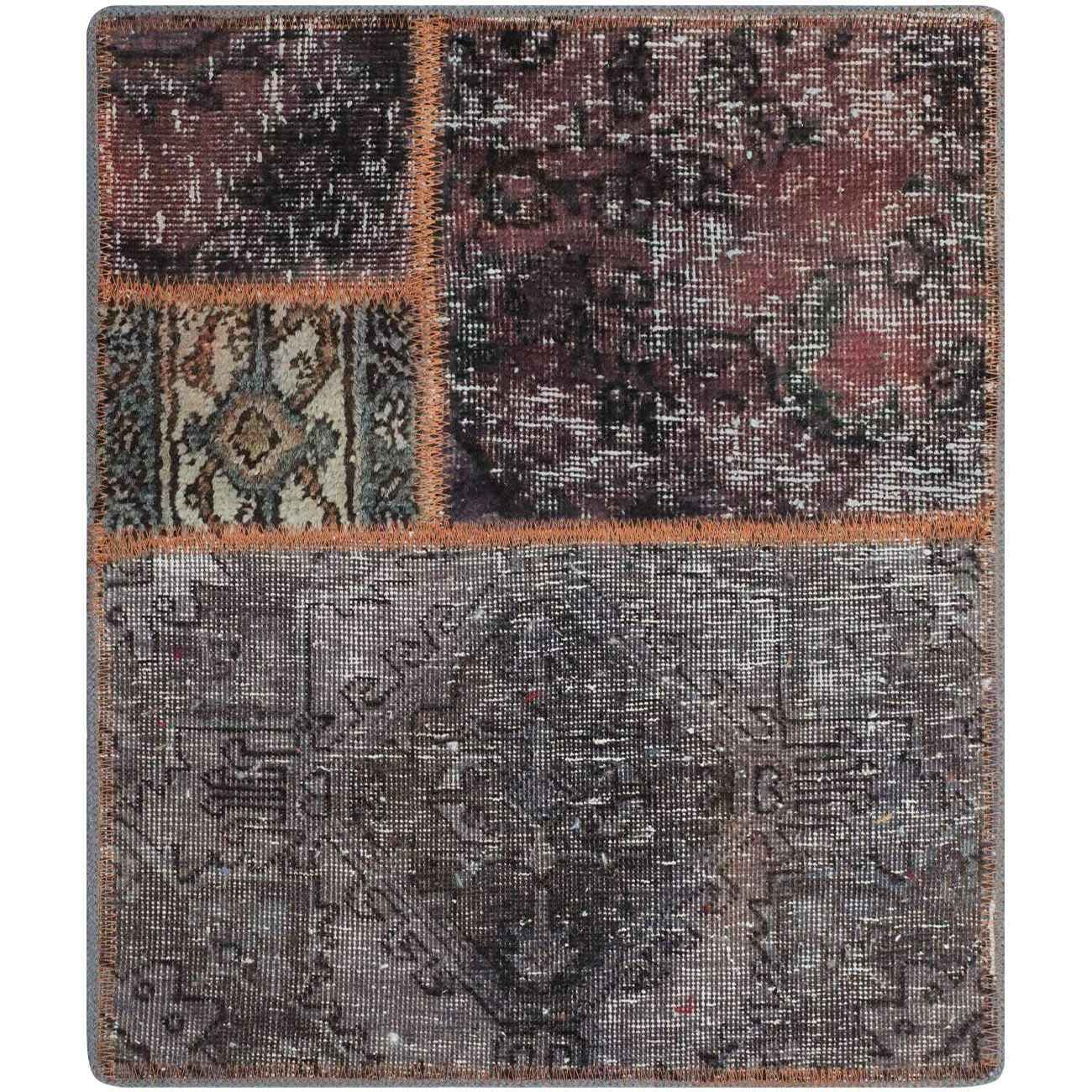 Price and Buy Vintage Persian Hand-Knotted Patchwork Carpet Geometric - Image 3