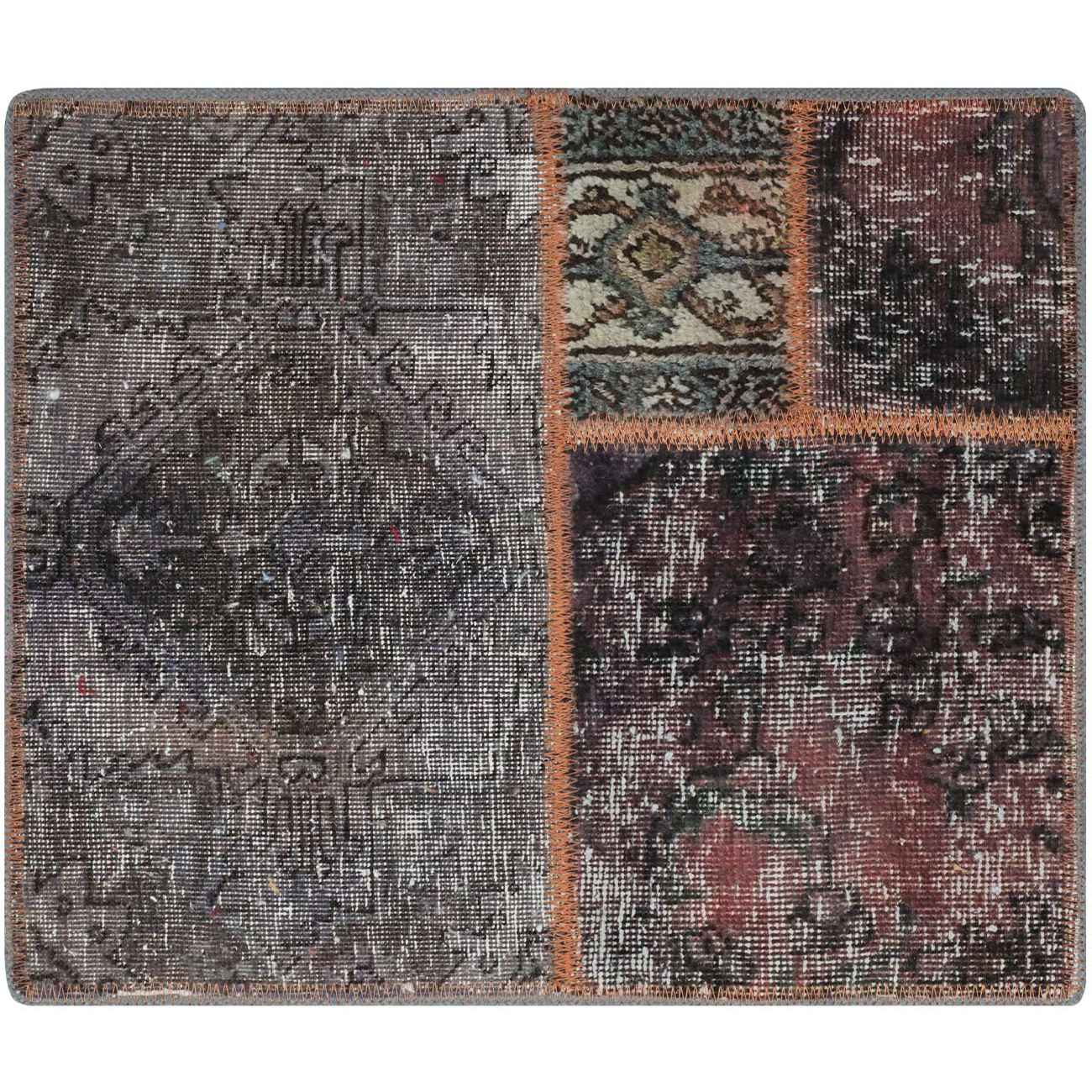Price and Buy Vintage Persian Hand-Knotted Patchwork Carpet Geometric - Image 4