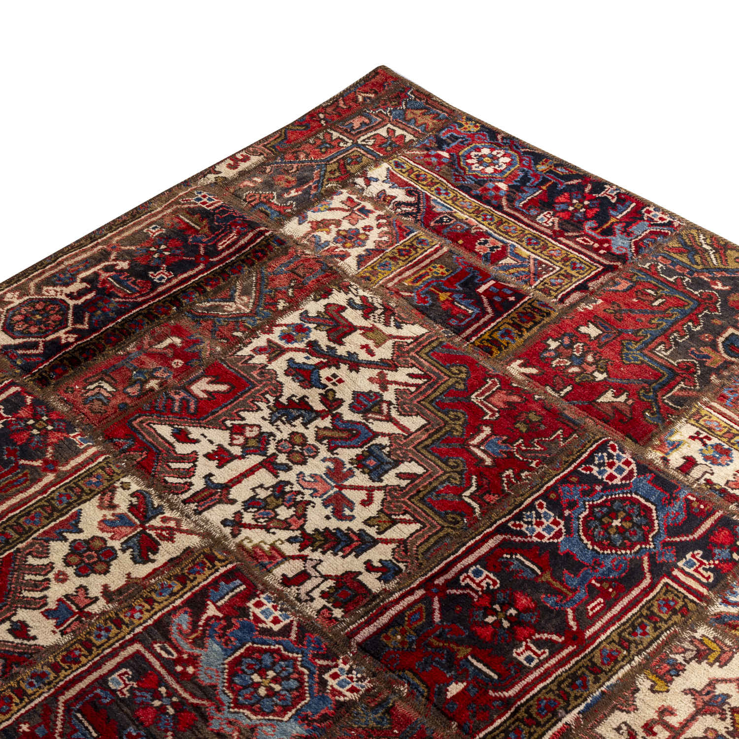 Price and Buy Vintage Persian Hand-Knotted Patchwork Carpet Geometric - Image 3