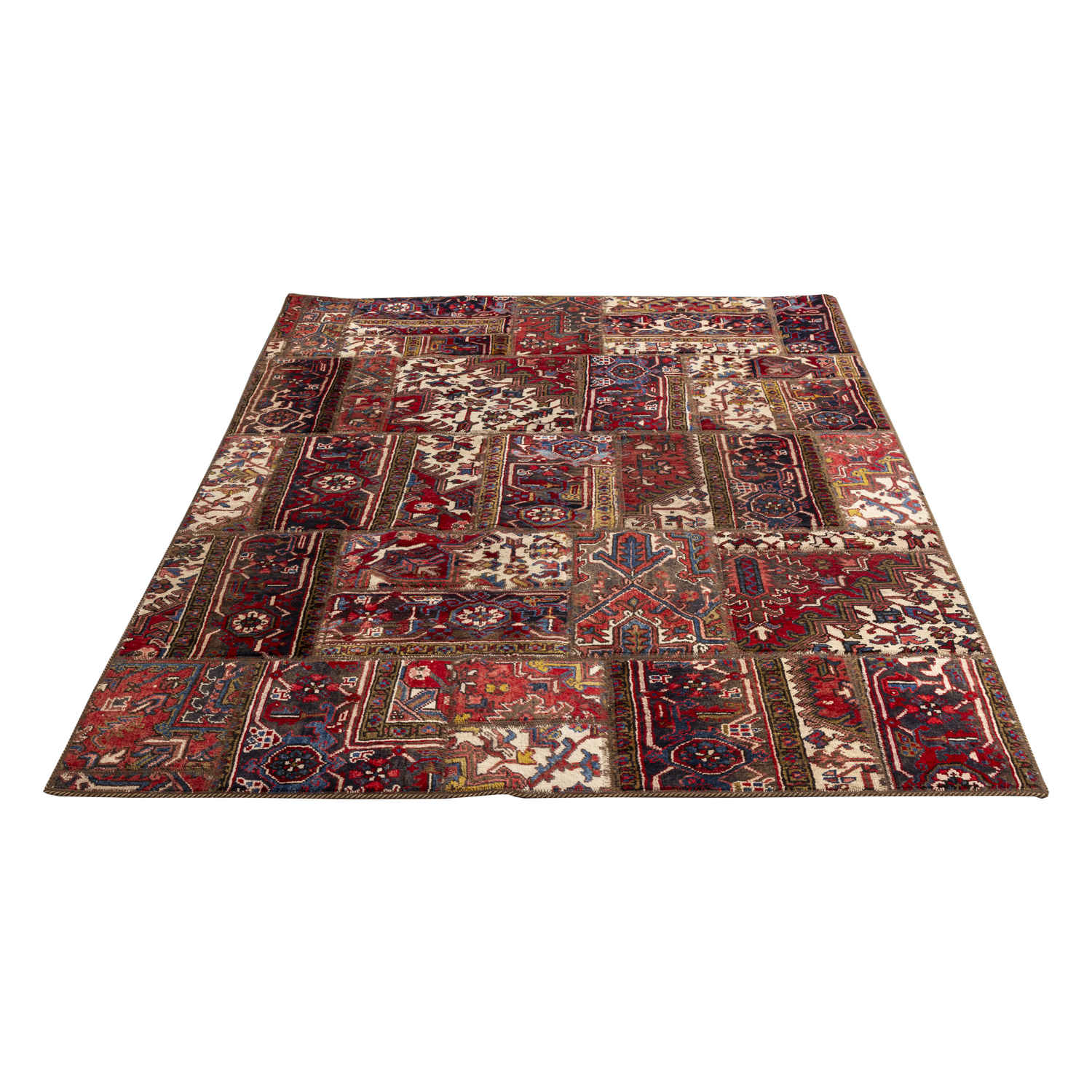 Price and Buy Vintage Persian Hand-Knotted Patchwork Carpet Geometric - Image 4