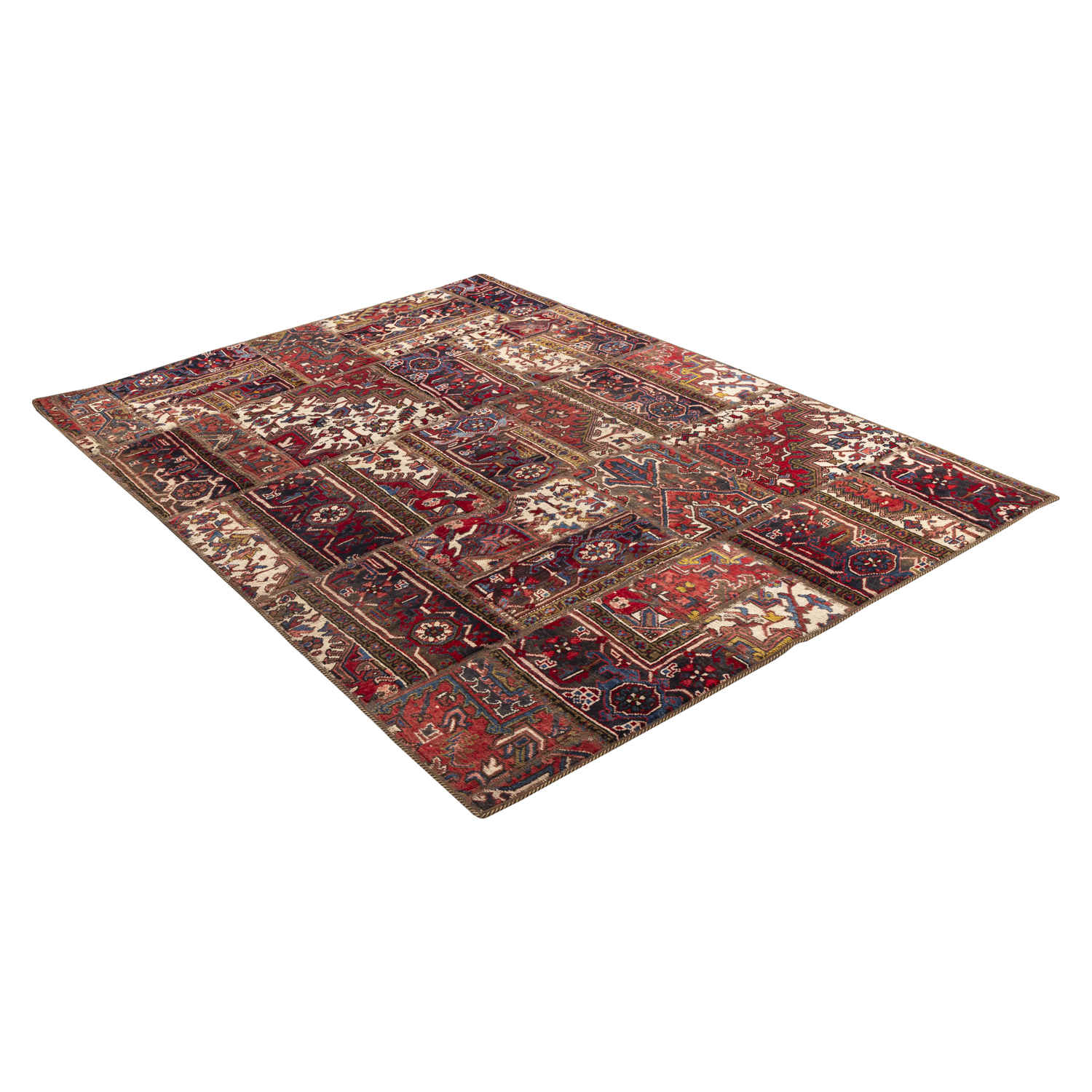 Price and Buy Vintage Persian Hand-Knotted Patchwork Carpet Geometric - Image 6