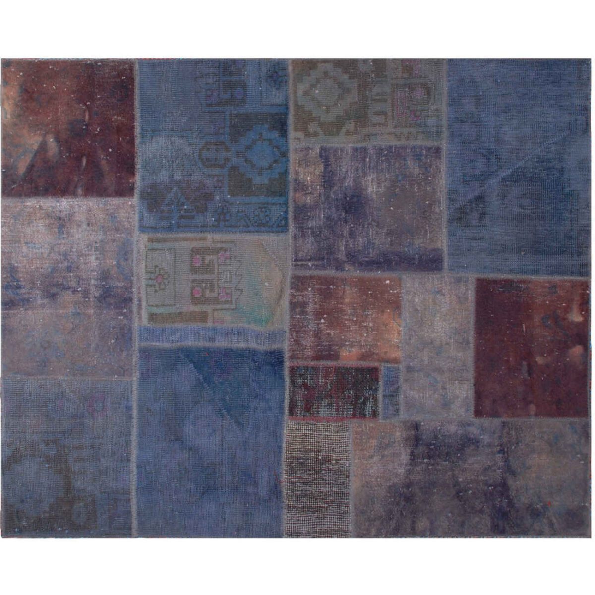 Price and Buy Vintage Persian Hand-Knotted Patchwork Carpet Geometric - Image 4