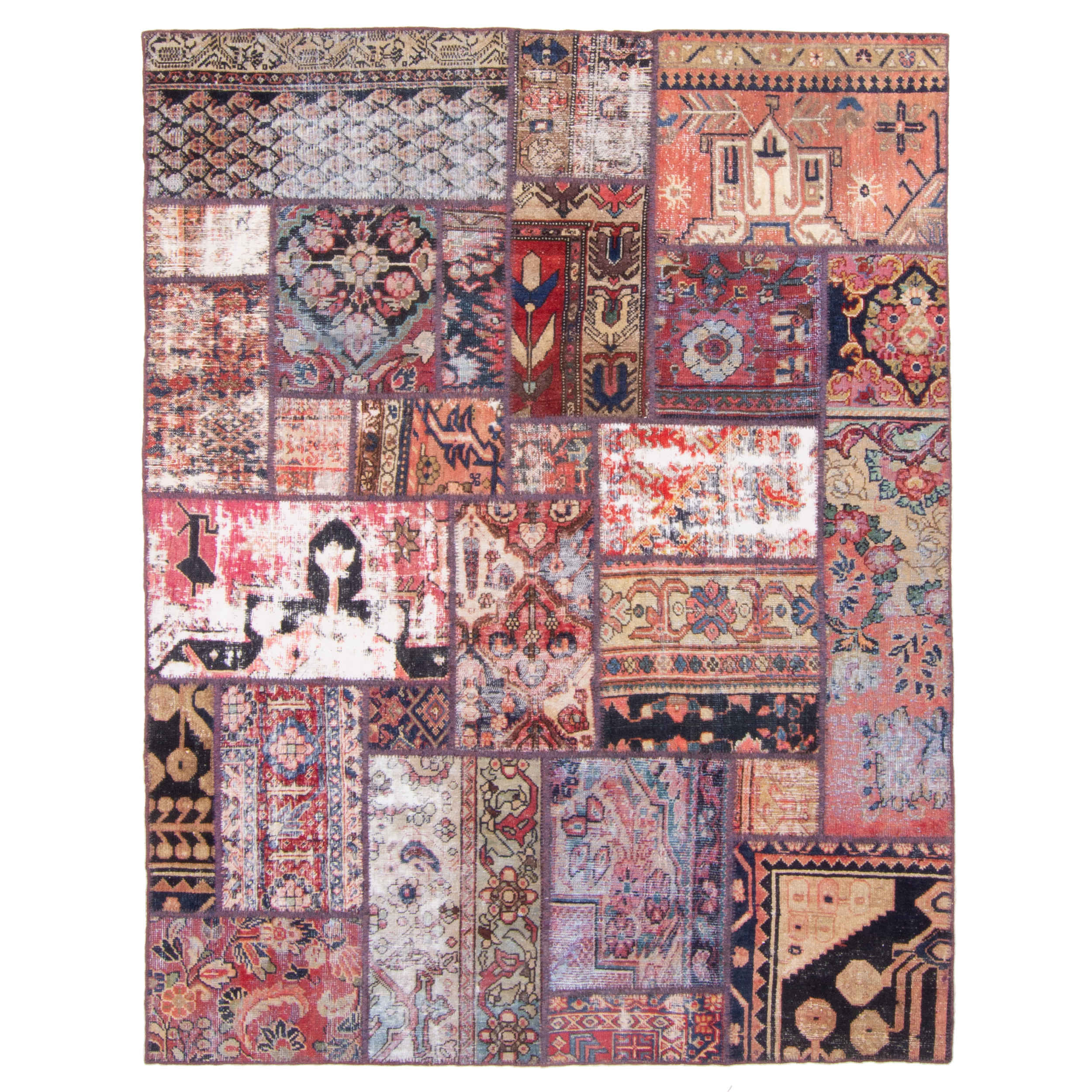 Price and Buy Vintage Persian Hand-Knotted Patchwork Carpet Geometric