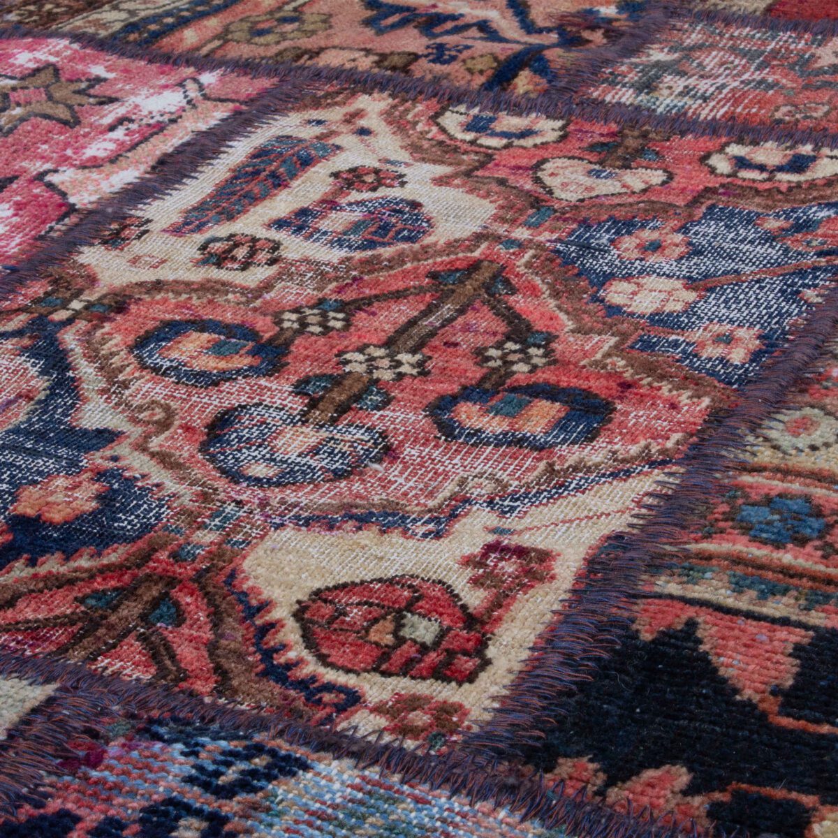 Price and Buy Vintage Persian Hand-Knotted Patchwork Carpet Geometric - Image 3