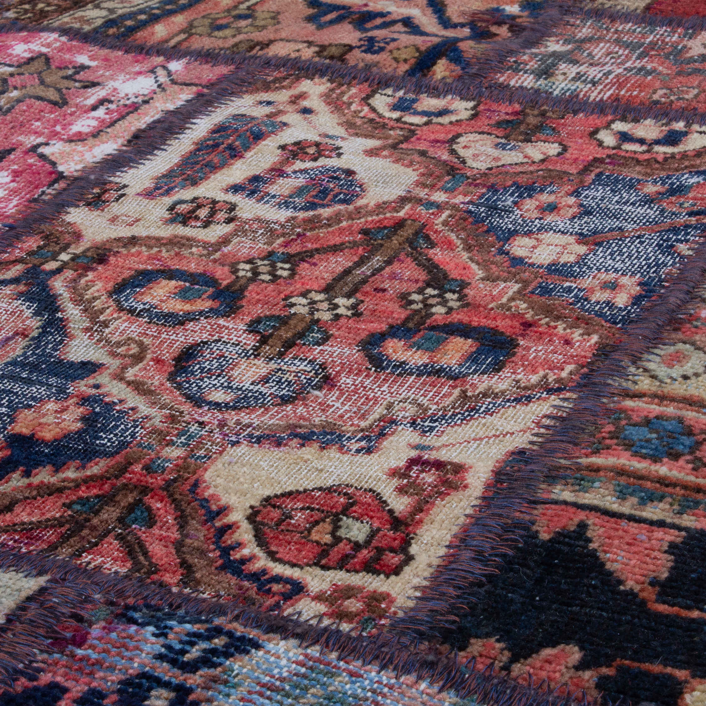 Price and Buy Vintage Persian Hand-Knotted Patchwork Carpet Geometric - Image 3