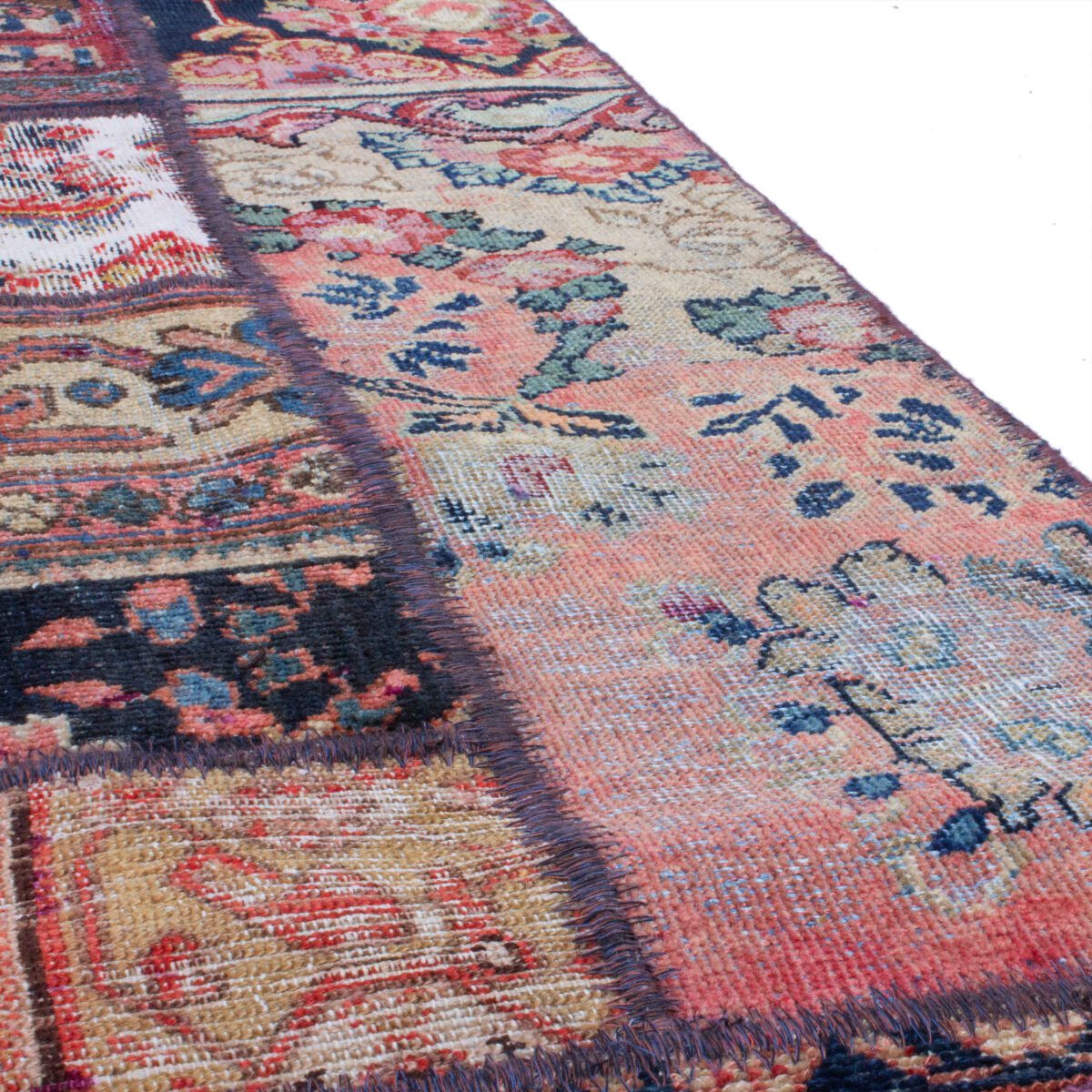 Price and Buy Vintage Persian Hand-Knotted Patchwork Carpet Geometric - Image 6