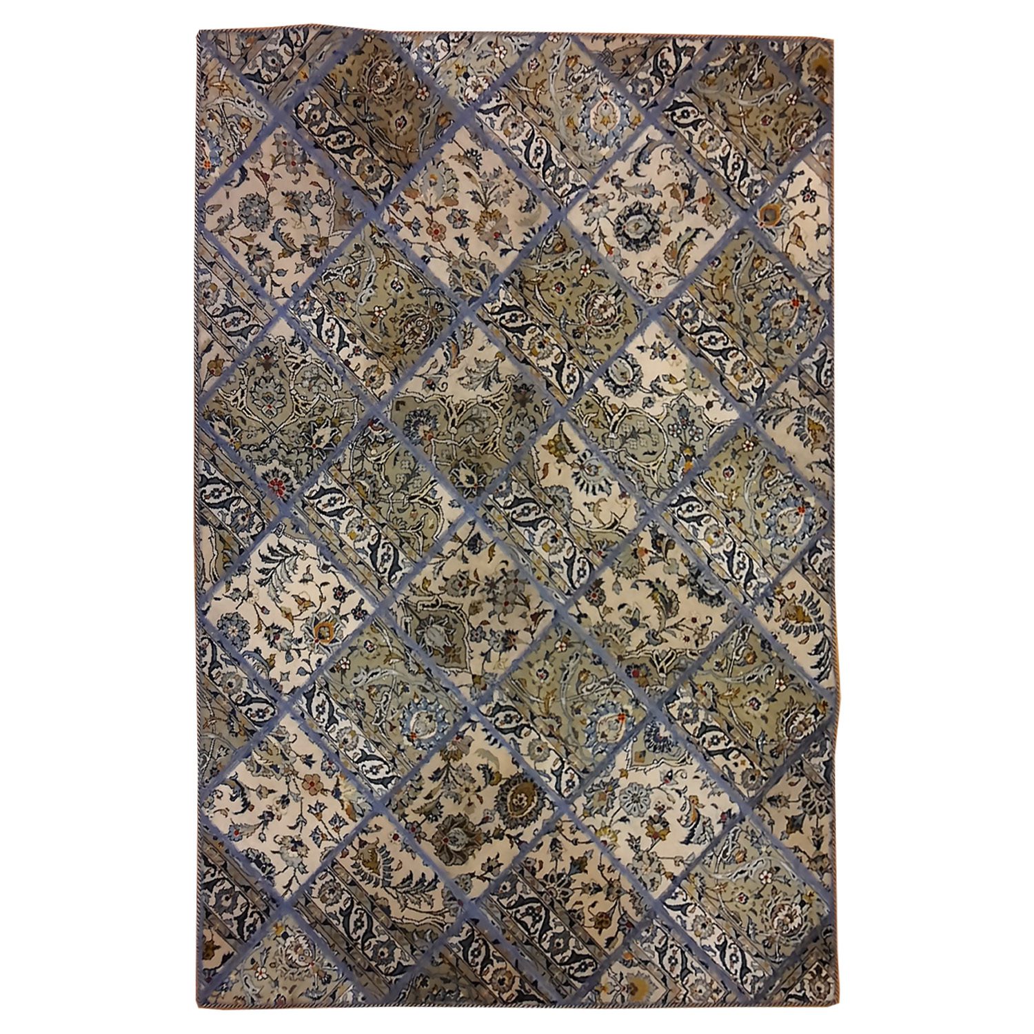 Price and Buy Vintage Persian Hand-Knotted Patchwork Carpet Geometric