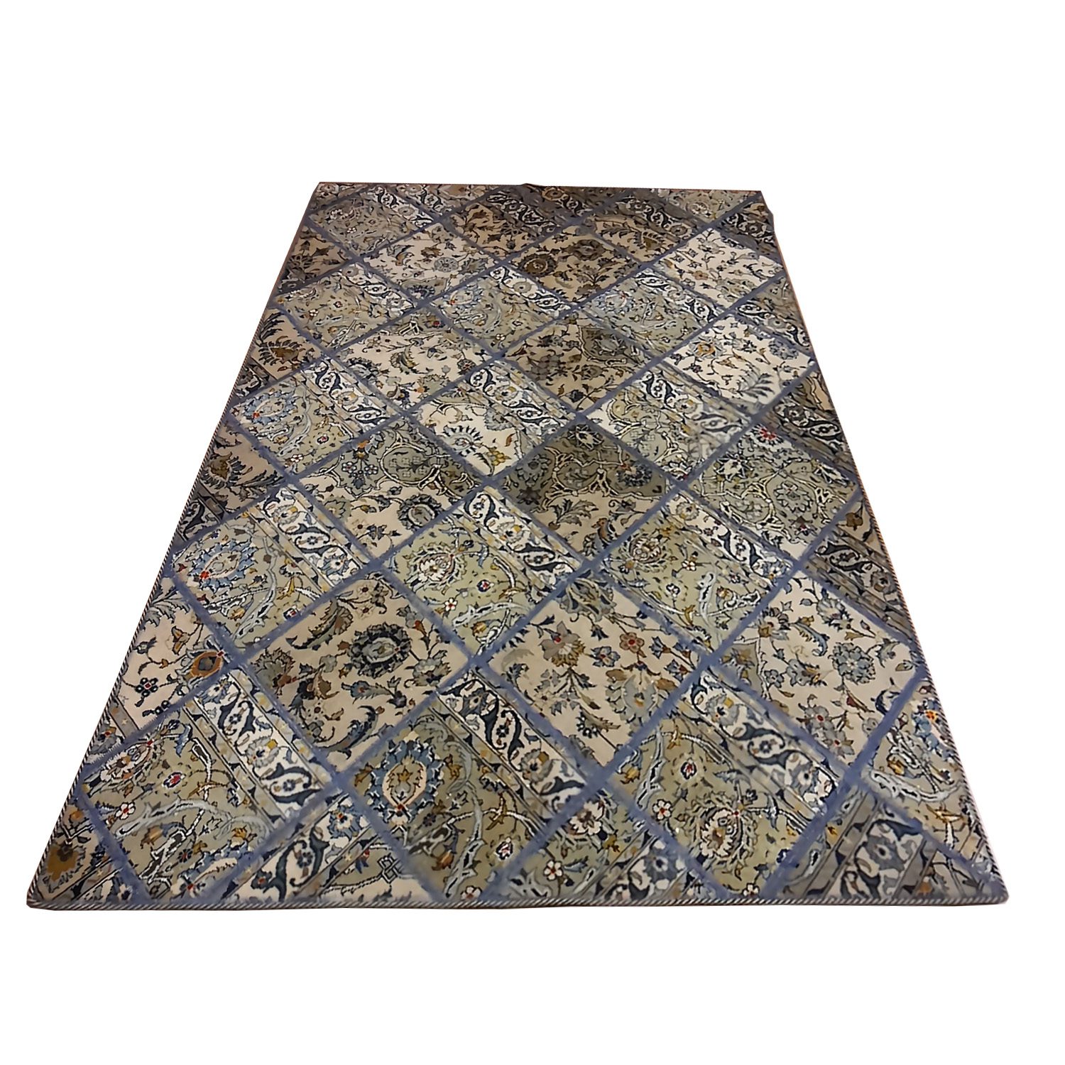 Price and Buy Vintage Persian Hand-Knotted Patchwork Carpet Geometric - Image 4