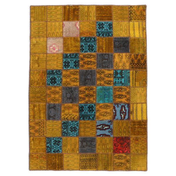 Price and Buy vintage Persian Hand-Knotted Patchwork Carpet Golden